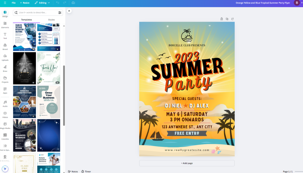 Canva Screenshot - Flyer Template