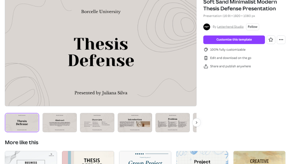 Canva Screenshot - Thesis Defense Template